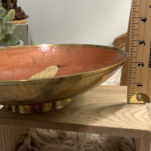 Vintage Kingfisher Enamel & Brass Bird Dish Decor Made In India - Picture 17 of 17